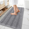 OLANLY Thick Bathroom Runner Rugs 47x20, Extra Absorbent Chenille Striped Bath Rugs, Rubber Backing, Machine Wash Dry, Long Bath Mats for Bathroom Floor, Tub and Shower, Home Decor Accessories, Grey