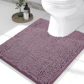 Smiry Luxury Chenille Toilet Rugs U-Shaped 24x20, Soft Absorbent Non-Slip Contour Bathroom Rugs for Toilet, Machine Washable Contoured Bath Mats, Deep Plum