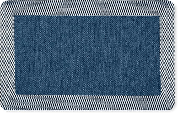 MARTHA STEWART Mira Modern Heathered Solid Anti-Fatigue Air-Infused Kitchen Mat, Navy Blue, 19.6"x32"