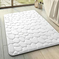 YIHOUSE Memory Foam Bath Mat Cobblestone Bathroom Rugs Super Water Absorbent Bath Mats for Bathroom Machine Washable Bath Rugs(17 x 24,White)