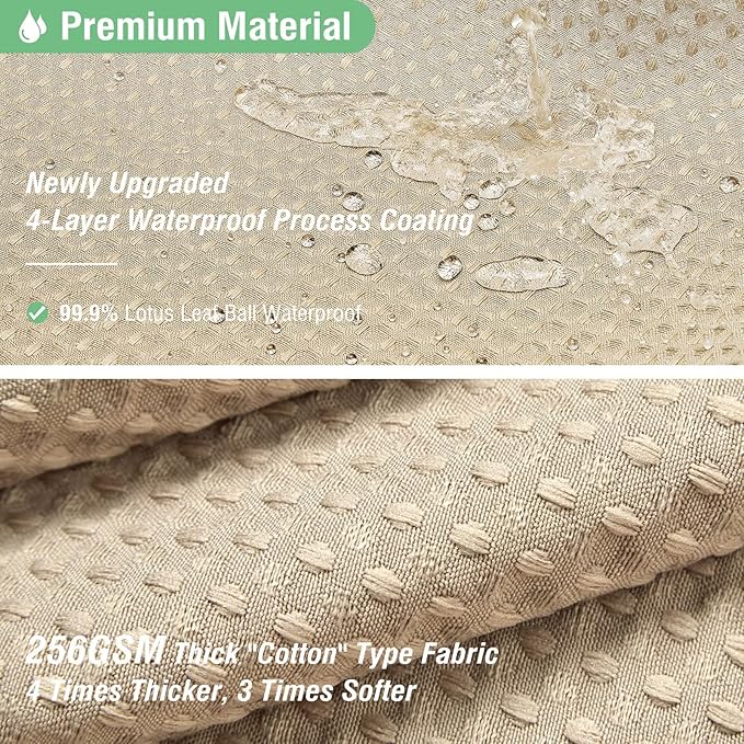 Dynamene Extra Long Shower Curtain,96 Inch Long Waffle Weave Heavy Duty Thick Fabric Bathroom Shower Curtain, Neutral Weighted Hotel Bath Curtain Set with 12 Plastic Hooks,72x96,Beige/Khaki