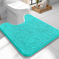 OLANLY Toilet Rugs U-Shaped 24x24, Extra Soft Absorbent Chenille Contour Bathroom Rugs for Toilet, Dry Quickly, Machine Washable, Non-Slip Bath Mat, Teal