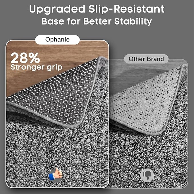 Ophanie Small Rug Washable Non Slip Throw Bedside Area Rugs, Fluffy Soft Mini Bedroom Carpet, Door Entryway Indoor Inside Front Entrance 2x3 Mat 2 Pack, Home Decor Aesthetic, Grey