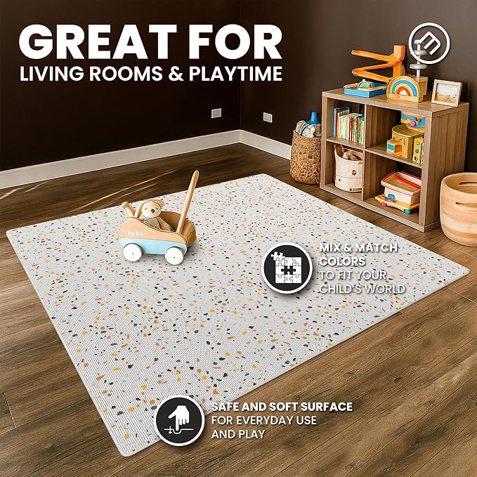 bemaxx Gym Mats Set - 18 pcs EVA Interlocking Foam Floor Tiles (12.6"x12.6"x0.4") 18sqft Protective Gym Flooring Sports Home Workout Exercise Mats Puzzle Garage Fitness Play-Room Pool Treadmill Bike