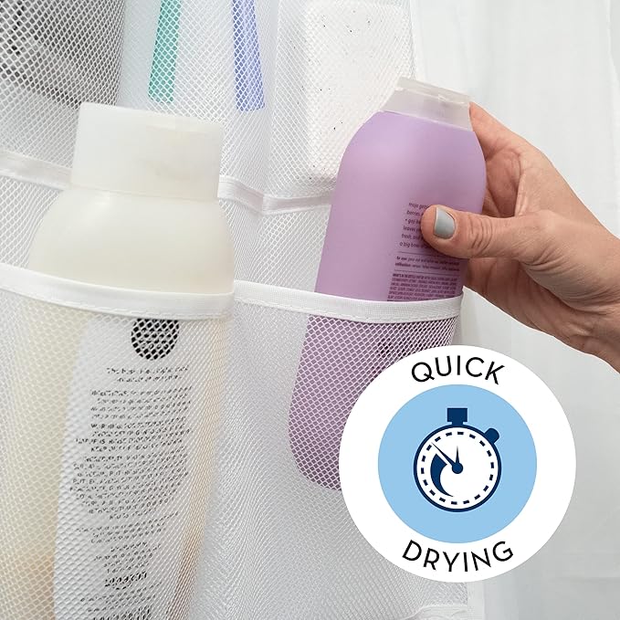 S&T INC. Shower Organizer, Shower Caddy & Bathroom Organizer, 2 Pack, White | Quick Drying Mesh, 7 Pockets to Hold Shampoo, Soap, Loofah, and Cruise Ship Essentials