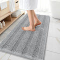 OLANLY Thick Bathroom Runner Rugs 47x20, Extra Absorbent Chenille Striped Bath Rugs, Rubber Backing, Machine Wash Dry, Long Bath Mats for Bathroom, Tub and Shower, Home Decor Accessories, Light Grey