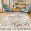 Washable Boho 6x8 Area Rug for Living Room - Vintage Beige Dining Room Rug Under the Table, Low Pile Non-Slip Rugs for Bedroom, Office - Charming Geometric Decor & Stain Resistance (6x8 Beige/Latte)