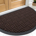 OLANLY Half Circle Door Mat Outside Entrance 29.5x17, Absorbent, Heavy Duty Sturdy Natural Rubber Doormat Indoor Outdoor, Fade Resistant, Non-Slip Backing Low Profile Floor Mat for Entryway, Brown