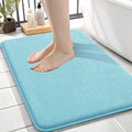 OLANLY Thick Memory Foam Small Bathroom Rugs 24x16, Extra Soft Absorbent Bath Rug, Quick Dry Bath Mats, Non-Slip, Machine Washable Carpet for Bathroom, Tub and Shower, Home Decor Accessories, Sky Blue