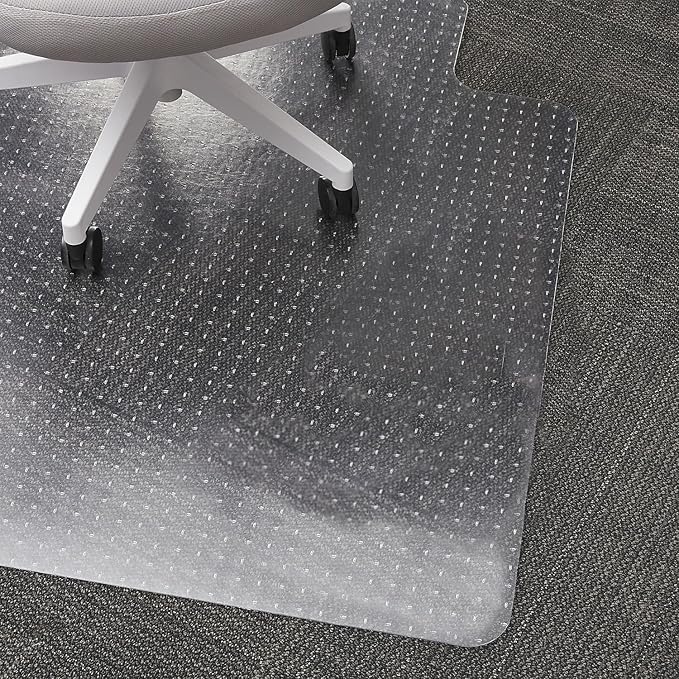 Staples Office Chair Mat, Clear Floor Mats with Lip, Flat-Pile Carpets, Extended Under-Desk Coverage, 35.5" x 47.5 Inch, Smooth Glide
