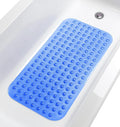 Large Non-Slip Bathtub & Shower Mat 31”x16” (Smooth/Non-Textured Tubs Only) Safe, Clean, Machine-Washable, Superior Grip&Drainage, Vinyl, Transparent Blue