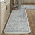 PureCozy Kitchen Mats 2PCS Anti Fatigue Cushioned Mat Blue Vintage Kitchen Mats for Floor Waterproof Non Slip Comfort Standing Distressed Rug for Sink Laundry Office 17.3"x59"+17.3"x30"