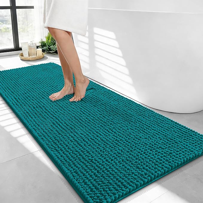 OLANLY Thick Bathroom Runner Rugs 44x24, Extra Soft Absorbent Chenille Bath Rugs, Rubber Backing, Machine Wash Dry, Long Bath Mats for Bathroom Floor, Tub and Shower, Home Decor Accessories, Deep Lake