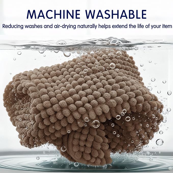 SUBRTEX Bathroom Rugs, 20" x 32" Chenille Bath Rug Soft Short Plush Bath Mat Soft Shower Mat Water Absorbent Shower Mat Quick Dry Machine Washable, Brown