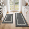 COSY HOMEER Kitchen Rugs Non-Slip 20x30/20x48 Inch Thick Polypropylene Standing Mat for Home Machine Washable, Black