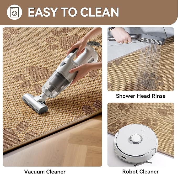 YDKGL Kitchen Mats for Floor, Super Absorbent Kitchen Rugs Non Slip Washable, Rubber Backing Soft Woven Linen Embroidery Runner Rug, Standing Mat Kitchen Sink Mat, Easy to Clean, Brown 17x47