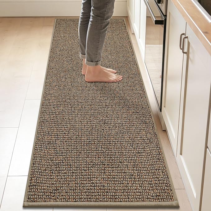 BEQHAUSE Kitchen Runner Rugs 24"x84", Non-Slip Kitchen Mats for Floor, Super Absorbent and Stain Resistant Kitchen Rug, Machine Washable Rugs for Kitchen, Hallway, Laundry & Sink, Taupe