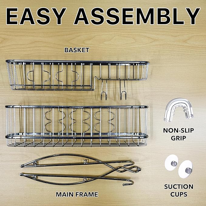 Simple Houseware Stainless Steel Bathroom Hanging Shower Head Caddy Organizer (26 x 16 x 5.5 inches)