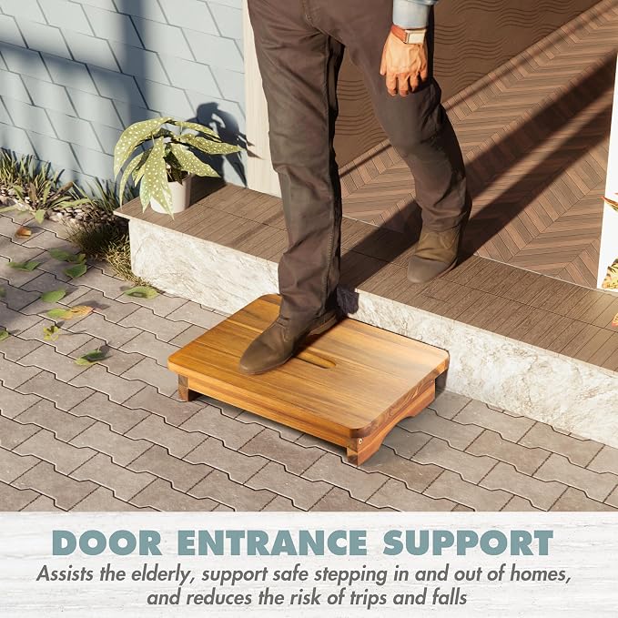 FANATU Wooden Step Stool, 3.5'' One Step Stool for Adults, Wooden Bedside Step with 550 Lbs Load Capacity, Heavy Duty/Portable/Nonslip/Durable Construction for Bedroom/Kitchen
