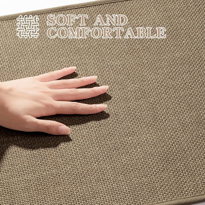 chakme Bathroom Rugs 59x17, Ultra Thin Non Slip Bath Mat Runner Quick Dry Absorbent Bath Mat for Bathroom Floor, (Dark Beige, 59"x17")