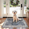 2x3 Non-Slip Washable Kitchen Rug - Boho Soft Small Area Rug for Sink, Entryway, Pet Area & Bathroom - Low Pile Thin Indoor Door Mat (Blue,2x3)