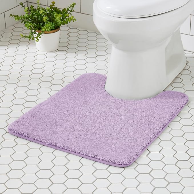 MINIDEAR Toilet Rugs 24x20 - U Shaped Purple Thick Memory Foam Contour Rugs,Ultra Soft & Plush Fluffy, Non-Slip, Quick Dry, Absorbent Washable Floor Microfiber Mat for Home Decor Accessories
