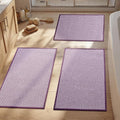 YIHOUSE Thin Bath Mat Purple Bathroom Rugs Sets 3 Pieces, Non Slip Absorbent Bath Mats Quick Dry, Woven Braided Rugs Washable,Tapetes para Baño for Bathroom,Bathtub(17"x24"+17"x32"+17"x32")