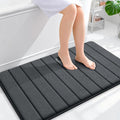 OLANLY Memory Foam Bath Mat 40x24, Super Soft Absorbent Bathroom Rugs, Quick Dry, Machine Washable Shower Floor Rugs, Bathmat Carpet, Bathroom Home Decor Accessories, Dark Gray