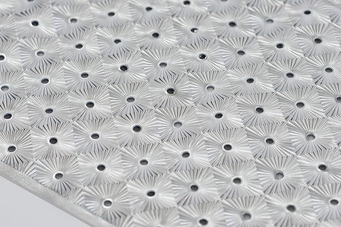 Bathtub Mat Non Slip with Suction Cups 15"x27" - Anti-Slip Shower Mat for Kids, Toddlers, and Seniors - Machine Washable Bath Tub Mat with Multiple Drainage Holes (Silver)