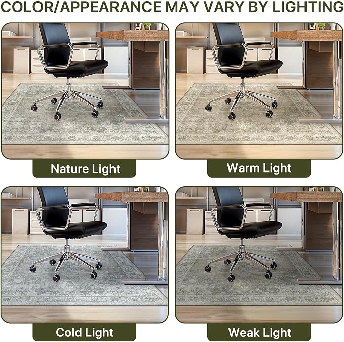 36"x48" Office Chair Mat for Hardwood Tile Floor, Under Desk Carpet Protector for Rolling Computer Chair Mat, Machine Washable Area Rug, Anti-Slip 1/5" Thick Low Pile Thin Vinyl Floor Mat, Trench