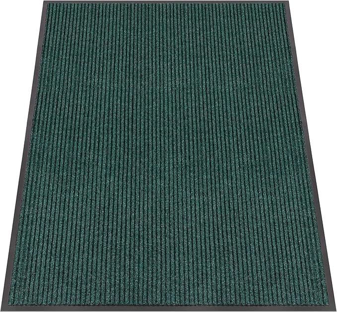 Indoor Outdoor Door Mat, 5’x 4' Doormat for Entryway, Rubber Backing Non Slip Front Door Mat Outside Entrance, Super Absorbent Commercial Floor Mat for Home Office, Green