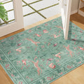 DUKINO 2x3 Rug, Washable Animal Rugs for Entryway, Non Slip Indoor Door Mat, Soft Low Pile Small Area Carpet for Entrance, Bedroom, Kitchen, Laundry, Bathroom, Teal