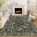 DUKINO 8x10 Rug, Washable Animal Living Room Rug with Non Slip Vintage Design, Soft Low Pile Large Carpet for Bedroom, Nursery, Dining Room, Farmhouse, Playroom, Black