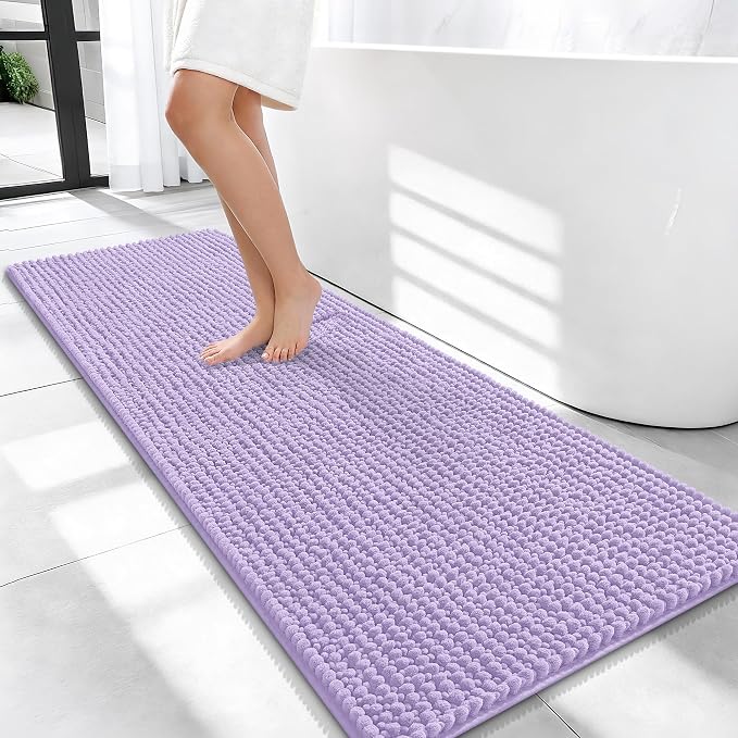 OLANLY Thick Bathroom Runner Rugs 47x20, Extra Soft Absorbent Chenille Bath Rugs, Rubber Backing, Machine Wash Dry, Long Bath Mats for Bathroom Floor, Tub and Shower, Home Decor Accessories, Lavender