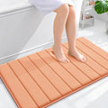 OLANLY Memory Foam Bath Mat 40x24, Super Soft Absorbent Bathroom Rugs, Quick Dry, Machine Washable Shower Floor Rugs, Bathmat Carpet, Bathroom Home Decor Accessories, Peach