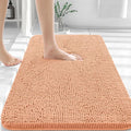 OLANLY Large Bathroom Rugs 45x27, Extra Soft Absorbent Chenille Bath Rugs, Rubber Backing Quick Dry, Machine Washable Bath Mats for Bathroom Floor, Tub and Shower, Home Decor Accessories, Peach