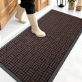 OLANLY Front Door Mat Outside Entrance 47x23, Absorbent, Heavy Duty Sturdy Natural Rubber Doormat Indoor Outdoor, Stain and Fade Resistant, Non-Slip Backing Low Profile Floor Mat for Entryway, Brown