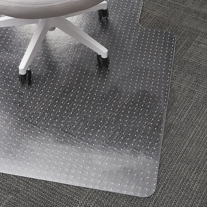 Staples Office Chair Mat, Clear Floor Mats with Lip, Flat-Pile Carpets, Extended Under-Desk Coverage, 53 x 45 Inch, Smooth Glide