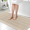 OLANLY Thick Bathroom Runner Rugs 59x24, Absorbent Chenille Striped Bath Rugs, Rubber Backing, Machine Wash Dry, Extra Long Bath Mats for Bathroom Floor, Tub and Shower, Home Decor Accessories, Sand