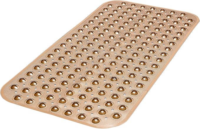 Large Non-Slip Bathtub & Shower Mat 31 inch x16 inch (Smooth/Non-Textured Tubs Only) Safe, Clean, Machine-Washable, Superior Grip&Drainage, Vinyl, Transparent Brown, Medium