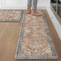 GENIMO Kitchen Mats for Floor, 2PCS Kitchen Rugs Non Slip Washable, Waterproof Anti Fatigue Mat, Comfort Standing Runner Rug for Sink, Office, Laundry, Home, 17.3"x59"+17.3"x30", RetroBrick