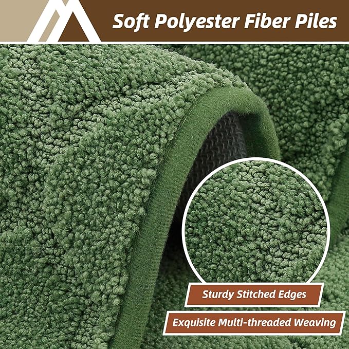 COSY HOMEER Kitchen Rugs 20" x 32" Washable Non Slip Kitchen Mats for Floor Absorbent Kitchen Carpet Soft Rugs for Kitchen,Sink Mat,Entrance,Area Rugs,Green