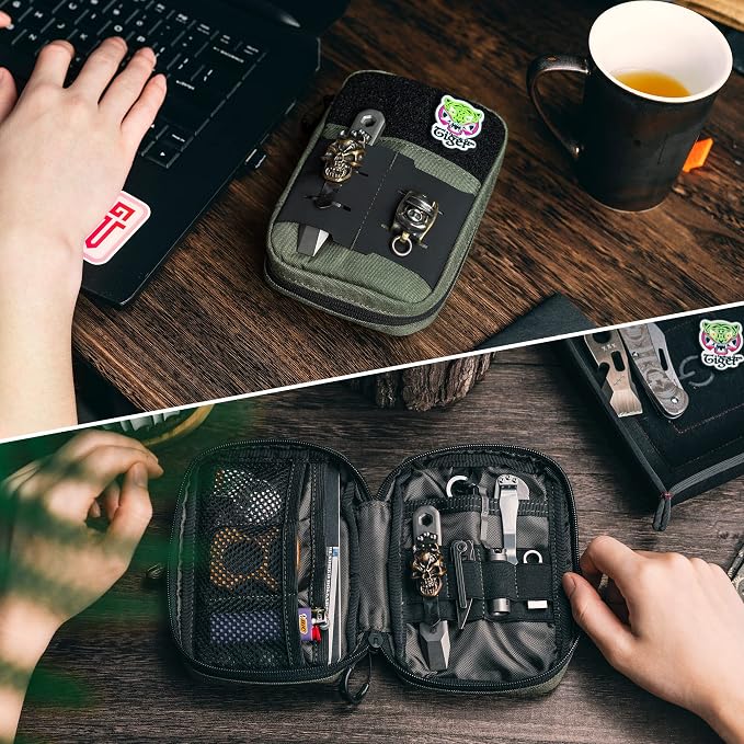 TACTICAL GEEK Block E2.0 EDC Compact Waist Multi-Purpose Molle Pouch Organizer, Green