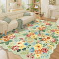 DUKINO 8x10 Area Rug, Floral Washable Rugs for Living Room with Non Slip Backing & Non-Shedding, Lightwight Low Pile Boho Design Large Carpets for Bedroom, Living Room, Dining Room, Green