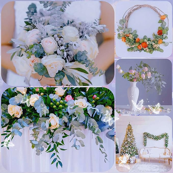 17 Pcs-Blue-Green-Dried-Preserved-Eucalyptus-Stems, 17" Real Hanging Eucalyptus for Shower, Natural Live Eucalyptus Greenery Leaves for Vase Filler, Home SPA, Fragrance, Flower Decor