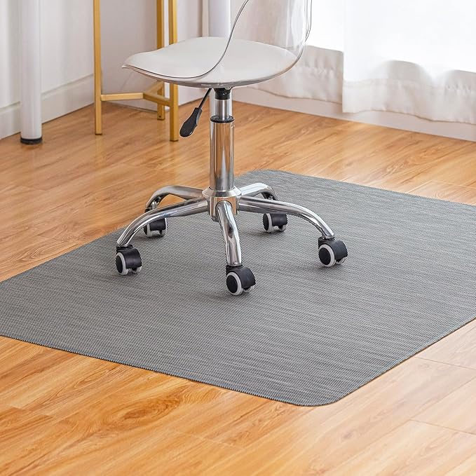 Baroyal Office Chair Mat for Hardwood Floor Under Desk Computer Rolling Chair Mat for Wood/Tile Floor Non-Slip Heavy Duty Desk Rug PVC Plastic Hard Floor Protector 48" x 60" (Gray)