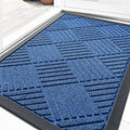 OLANLY Front Door Mat Outside Entrance 29.5x17, Absorbent, Heavy Duty Sturdy Natural Rubber Doormat Indoor Outdoor, Stain Fade Resistant, Non-Slip Low Profile Floor Mat Entryway, Ocean Blue Diamond