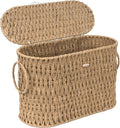 efluky Toilet Paper Storage Basket, Paper Rope Slim Toilet Paper Holder with Lid- Holds Up to 9 Mega Rolls, Home Bathroom Decor Organizer