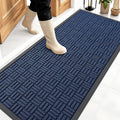 OLANLY Front Door Mat Outside Entrance 59x23, Absorbent, Heavy Duty Sturdy Natural Rubber Doormat Indoor Outdoor, Non-Slip, Stain and Fade Resistant, Low Profile Floor Mat for Entryway, Navy Blue