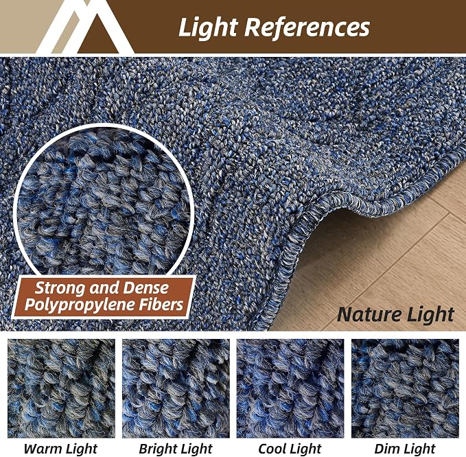COSY HOMEER Kitchen Rugs Sets 2PCS,Non-Slip Washable Kitchen Mats for Floor,Absorbent and Stain Resistant Kitchen Runner Rugs for Kitchen Sink Laundry Entryway,20"x30"+20"x48",Heather Blue